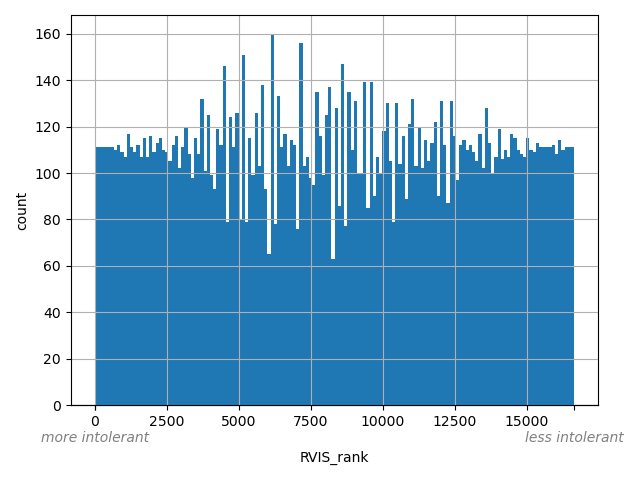 HISTOGRAM FOR RVIS_rank
