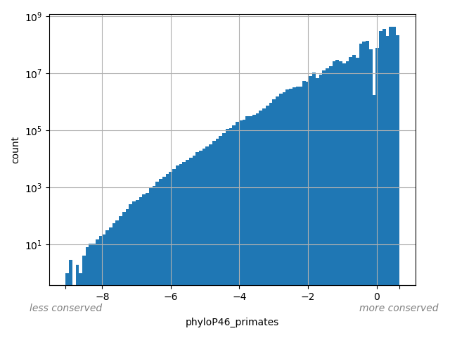HISTOGRAM FOR phyloP46_primates